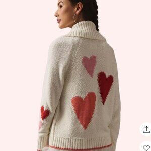 Maeve Cream Cardigan with Red and Pink Hearts